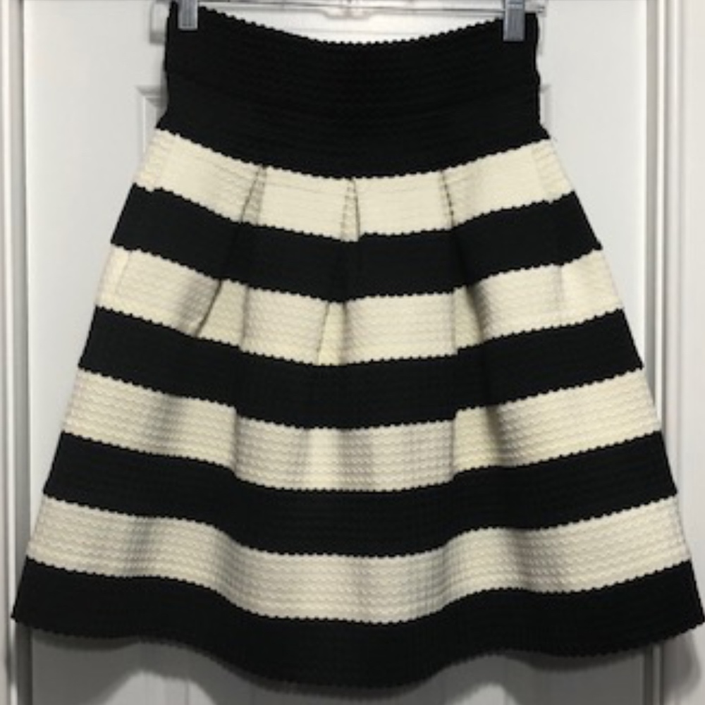 Scalloped Stripe Ponte Skirt